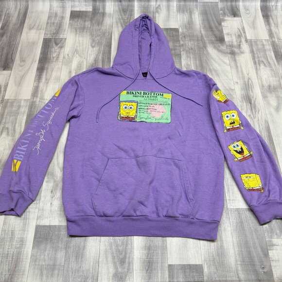 Nickelodeon Other - ✅Men L Spongebob Squarepants Bikini Bottom Drivers License Graphic Hoodie Purple